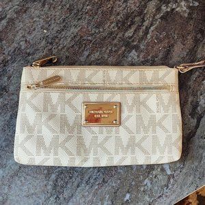 MICHAEL Michael Kors Cream/Gold Signature Monogram Wristlet